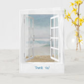 窓を開けてヒトデの海感謝していを カード (黄色い花)