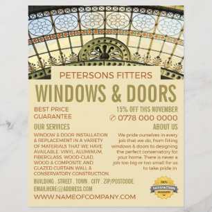 窓アーチ、窓、ドアのフィッター会社 チラシ
