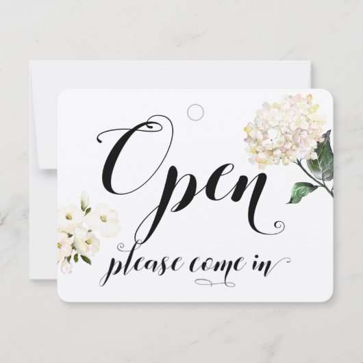 窓ガラスのドアのフローラを開けて閉じた看板 (正面)