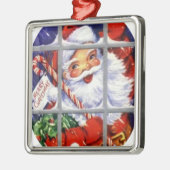 窓ガラスを通したサンタ メタルオーナメント (左)