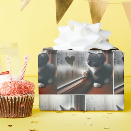 窓ガラス付きタキシードハート ラッピングペーパー (誕生日パーティー)