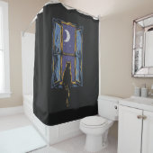 窓シャワーカーテンに座る猫 シャワーカーテン (インサイチュ)