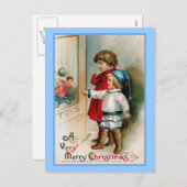 窓ショッピングのヴィンテージのクリスマスカード シーズンポストカード (正面/裏面)