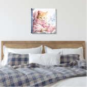 窓ストライプのにオレンジ色の猫 キャンバスプリント (インサイチュ (寝室))