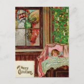 窓ビクトリアンのサンタ葉書 ポストカード (正面)