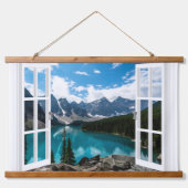 窓ビュー山と湖の壁タペストリー 吊り下げ型タペストリー (正面)