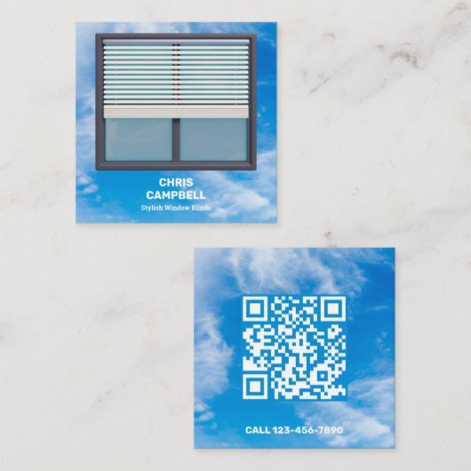 🌙窓ブラインドカスタムQR スクエア名刺 (正面/裏面)