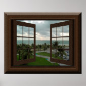 窓ポスタフェイクー平和な海シーン熱帯 ポスター (正面)