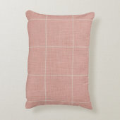 窓モダン素朴枠の格子状リネンピンク アクセントクッション (裏面(縦))