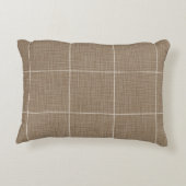 窓モダン素朴枠の格子状リネン茶 アクセントクッション (裏面)