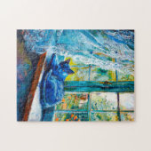 窓レッジで眠る猫 ジグソーパズル (横)