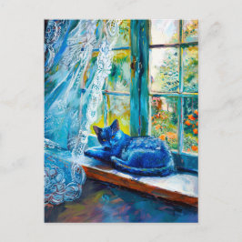 窓レッジで眠る猫 ポストカード