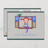 窓台の女の子 ポストカード (正面/裏面)