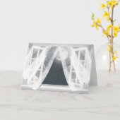 窓恋しく思にクマのテディ カード (黄色い花)