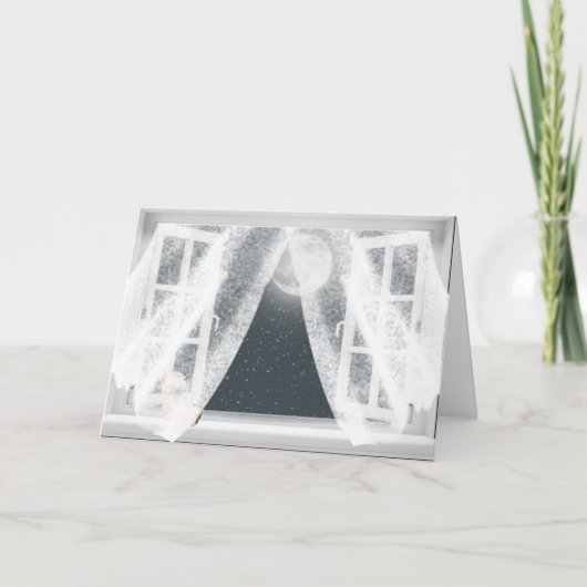 窓恋しく思にクマのテディ カード (正面)