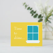 窓拭きの郵便はがきの黄色 ポストカード (スタンド正面)