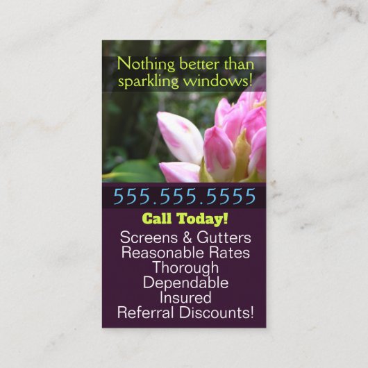 窓拭きビジネスカスタマイズ可能な昇進 名刺 (裏面)