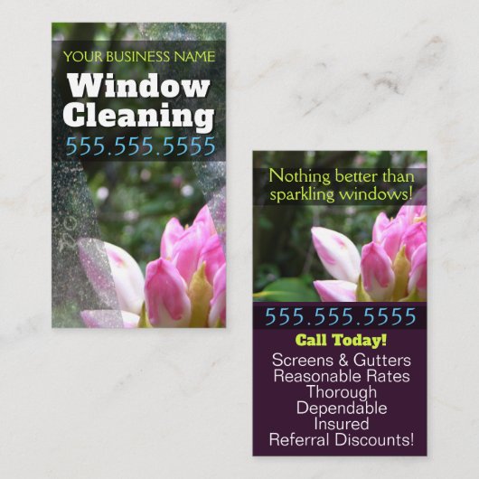 窓拭きビジネスカスタマイズ可能な昇進 名刺 (正面/裏面)