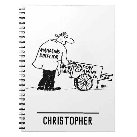 窓掃除人と窓掃除カート ノートブック (正面)