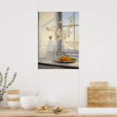 窓敷居の静止寿命配置 ポスター (キッチン)