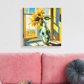 窓枠のひまわり キャンバスプリント (インサイチュ (リビング))