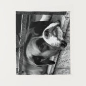 窓枠のボクサー犬 タペストリー (正面)