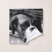 窓枠のボクサー犬 バスタオルセット (ウォッシュタオル)