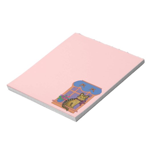 窓枠のメモ帳の中の猫 ノートパッド (回転)