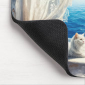 窓枠の白い猫と海 マウスパッド (コーナー)