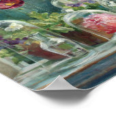 窓枠の紫のケシ ポスター (角)