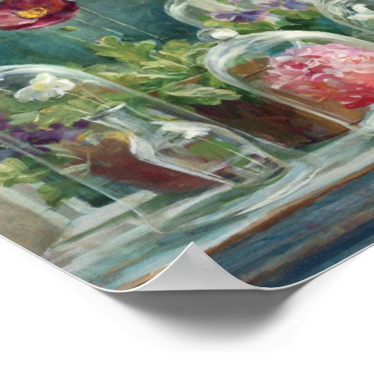 窓枠の紫のケシ ポスター (角)