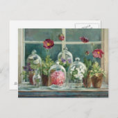 窓枠の紫のケシ ポストカード (正面/裏面)