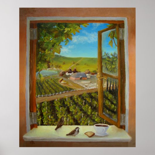 窓枠の雀 ポスター (正面)