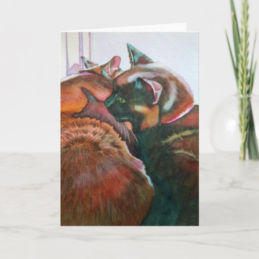 窓枠の黒猫2匹 カード (正面)