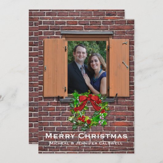 窓枠クリスマスフォトカード シーズンカード (正面/裏面)