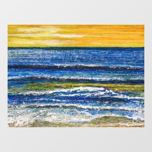 窓用デカール - 海辺の夕日と波 ウィンドウサイン (シート)