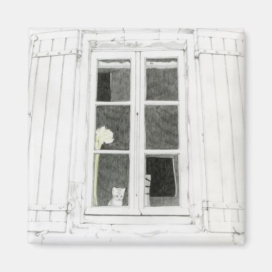 窓磁石の中の猫 マグネット (正面)