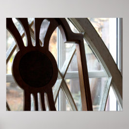 窓素朴16x20の前の木製の椅子 ポスター