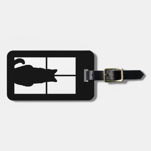 窓色の選択をカスタマイズ黒猫のかちりと言う音 ラゲッジタグ (正面横)