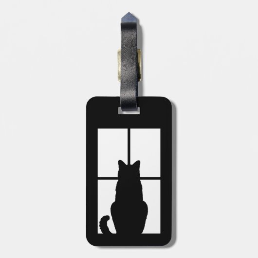 窓色の選択をカスタマイズ黒猫のかちりと言う音 ラゲッジタグ (裏面縦)