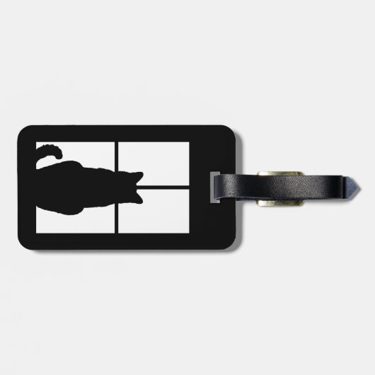 窓色の選択をカスタマイズ黒猫のかちりと言う音 ラゲッジタグ (裏面横)