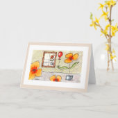 窓花水色グリーティングカード カード (黄色い花)