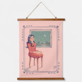 窓越しにサーレアルのタペストリぶら下がったーを待って 吊り下げ型タペストリー (正面)