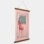 窓越しにサーレアルのタペストリぶら下がったーを待って 吊り下げ型タペストリー (傾斜あり)