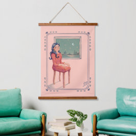 窓越しにサーレアルのタペストリぶら下がったーを待って 吊り下げ型タペストリー