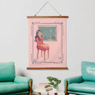 窓越しにサーレアルのタペストリぶら下がったーを待って 吊り下げ型タペストリー