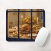 窓越しの感謝祭の七面鳥の食事 マウスパッド (マウス)