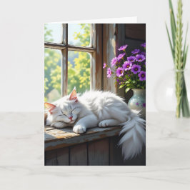 窓辺でうたた寝する猫 | お誕生日おめでとう カード