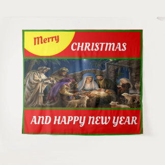 窓辺のクリスマス フリースブランケット タペストリー