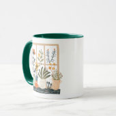 窓辺のコーヒーと鉢植えが好きな人 マグカップ (正面左)